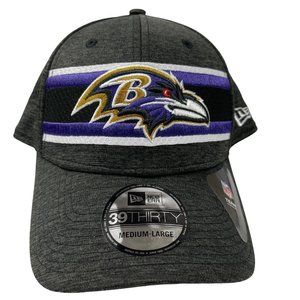Baltimore Ravens NFL New Era 39Thirty Striped Logo Fitted Stretch Hat Med/Large